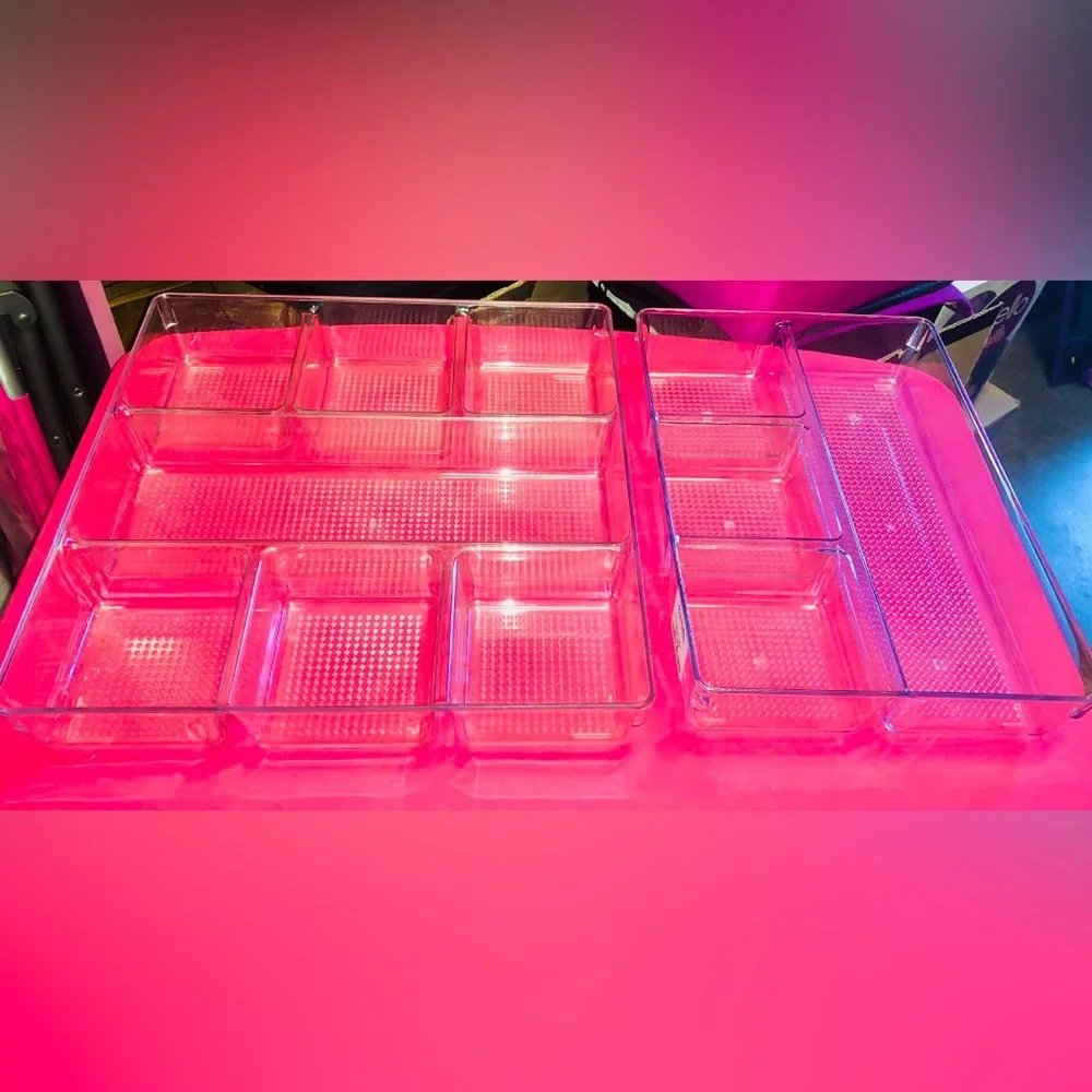 Set of 3 drawers organizer Seethrough sturdy glossy plastic Organizer Tray